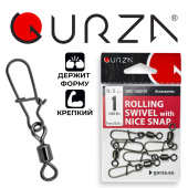 Застежка с вертлюжком Gurza-Rolling swivel /Nice Snap BN № 1 (5шт/уп)