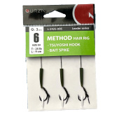 Поводок c крючком Gurza-METHOD Hair Rig TSUYOSHI HOOK BAIT SPIKE №6 90mm/25LB 3шт.x5