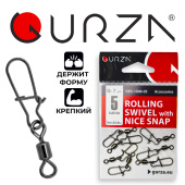 Застежка с вертлюжком Gurza-Rolling swivel /Nice Snap BN № 5 (7шт/уп)