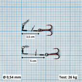 Стингеры Gurza-LEADER STINGER RIG ST-36 № 2 R (2шт/уп) (L=7 и 9сm) L 7  и 9 cm Ø 0,54  test 26 kg