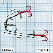 Стингеры Gurza-COMBI STINGER RIG DUO ST-36 № 2/0 Ruv (1шт/уп) L 16 Ø 0,63 test 32 kg 