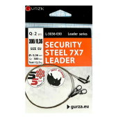  Поводок с застежкой Gurza-SECURITY STEEL 7x7 LEADER 300мм/0,36 2шт.(Test 12,5kg)