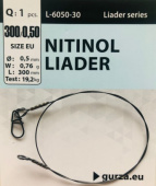  Поводок с застежкой Gurza-Nitinol Liader  L 300/0,5mm (1шт/уп) (Test 19,2kg)