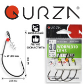 Крючки Gurza-WORM 310 LEHS № 3/0 BN (3шт/уп) (Офсет,широкое ухо+Helix+Round Beads ) VANADIUM