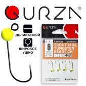 Крючки Gurza-TROUT J4 BL TUNGSTEN BEADS CH № 6 (4шт/уп) (0,21g)