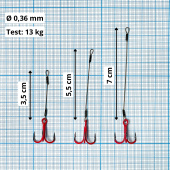 Стингеры Gurza-LEADER STINGER RIG ST-36 № 6 Ruv (3шт/уп) (L=5/7/8,5сm)