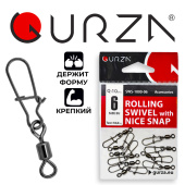 Застежка с вертлюжком Gurza-Rolling swivel /Nice Snap BN № 6 (10шт/уп)