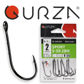 Крючки Gurza-SPORT S-59 2BH №.2 BC (9шт/уп) (широкое ухо)