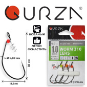 Крючки Gurza-WORM 310 LEHS № 1/0 BN (3шт/уп) (Офсет,широкое ухо+Helix+Round Beads ) VANADIUM