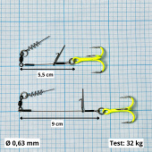 Стингеры Gurza-LEADER STINGER RIG ST-36 № 2/0 CHuv (2шт/уп) (L=12 и 15 сm)