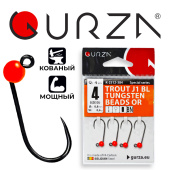 Крючки Gurza-TROUT J1 BL OR № 4 (4шт/уп) (0,60g)