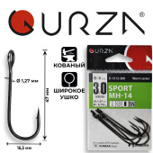 Крючки Gurza-Sport MH-14 № 3/0 BN (6шт/уп) (широкое ухо)