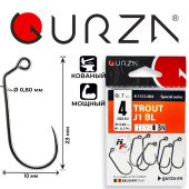 Крючки Gurza-TROUT J1 BL № 4 BN (7шт/уп)