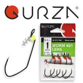 Крючки Gurza-WORM 401 LEHS №1 BN (4шт/уп) (Офсет,широкое ухо+Helix+Round Beads) VANADIUM