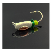 Мормышка WORMIX Нимфа 3 "Белая" с медной коронкой крючок № 14 0,5 гр. 5063 уп(10шт)