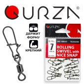 Застежка с вертлюжком Gurza-Rolling swivel /Nice Snap BN № 7 (10шт/уп)