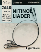  Поводок с застежкой Gurza-Nitinol Liader  L 250/0,35mm (2шт/уп) (Test 9,8kg)