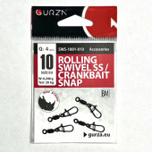 Застежка с вертлюжком Gurza-Rolling Swivel SS/CRANKBAIT SNAP BM № 10 (4шт./уп) (TEST20 kg,W:0,246 g)