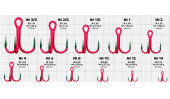 Крючки Gurza-Round treble hook ST-36 UV RED № 1/0 (3шт/уп)