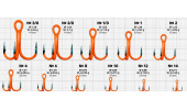 Крючки Gurza-Round treble hook ST-36 UV ORANG № 1/0 (3шт/уп)
