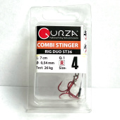 Стингеры Gurza-COMBI STINGER RIG DUO ST-36 № 4 Ruv (1шт/уп) L 7 cm Ø 0,54 test 26 kg 